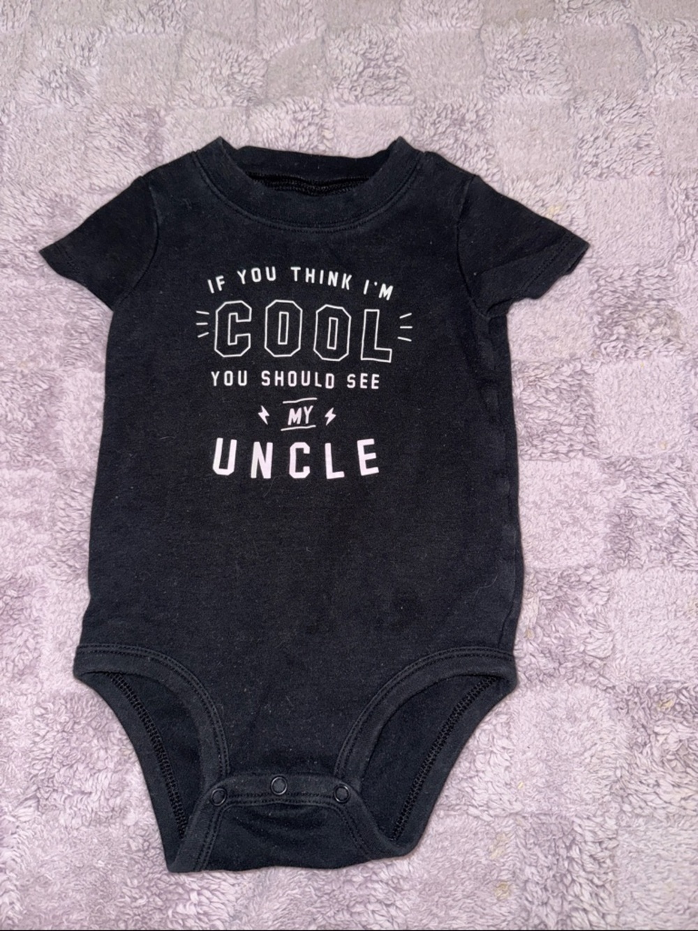 Carter's Black Baby One-Piece with 'Cool' Uncle Graphic